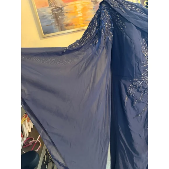 Women's JJ's House Navy Blue Silver Sequin Prom Dress US 14